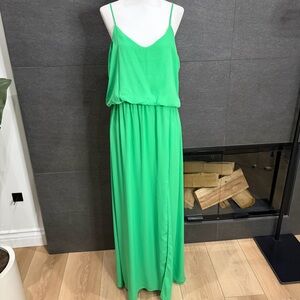 Green Draped Top Spaghetti Strap Maxi Dress Size Medium